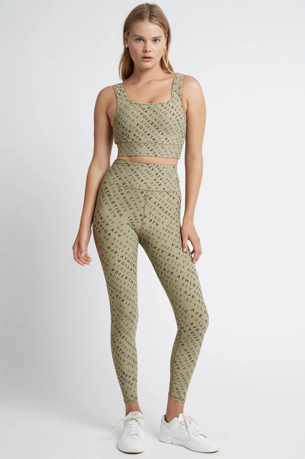 monogram_high_rise__legging__0.webp Shop Aje ATHLETICA Monogram High Rise 7/8 Legging 203 Sage/Forest Green