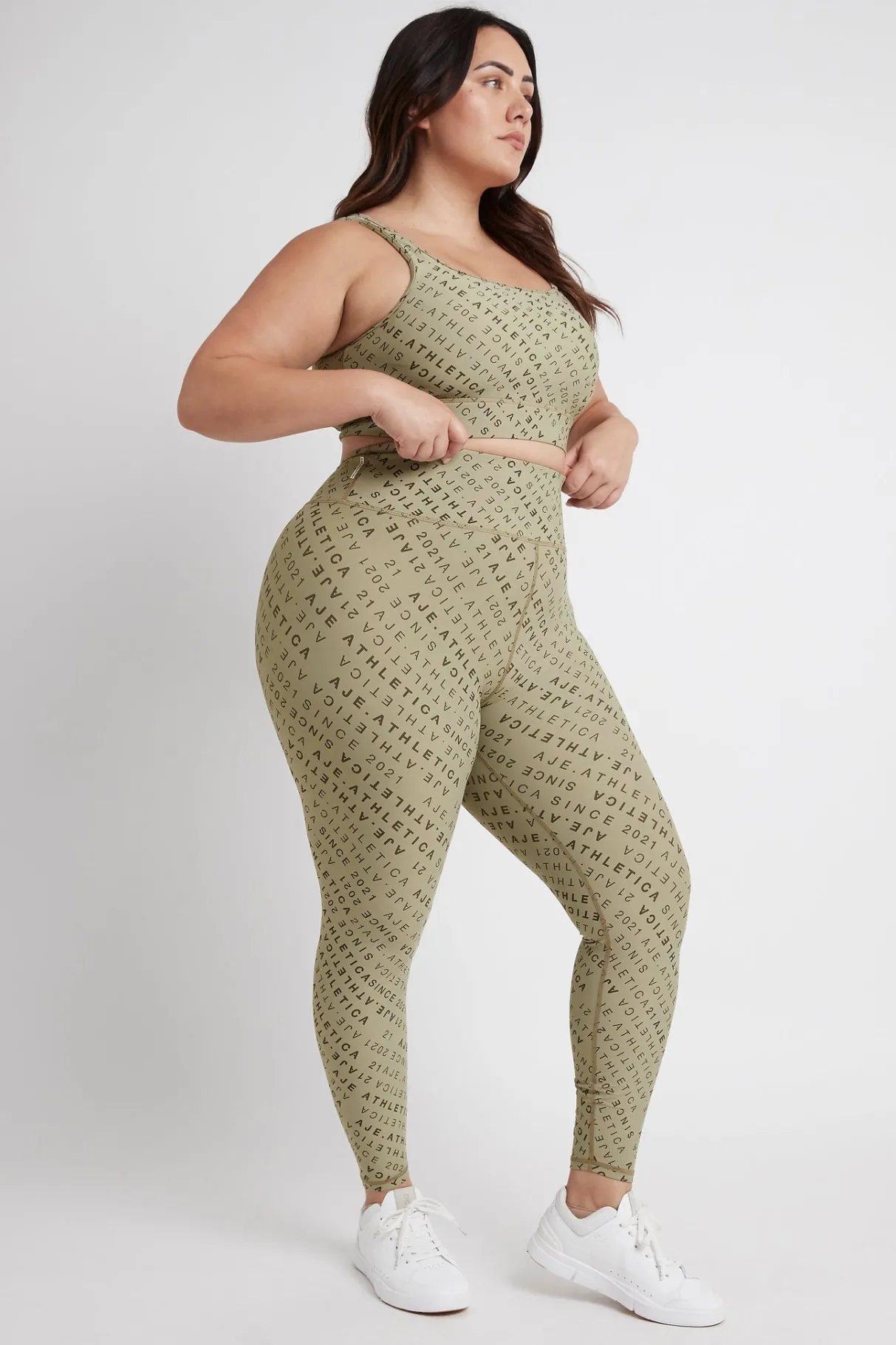 monogram_high_rise__legging__10.webp Shop Aje ATHLETICA Monogram High Rise 7/8 Legging 203 Sage/Forest Green