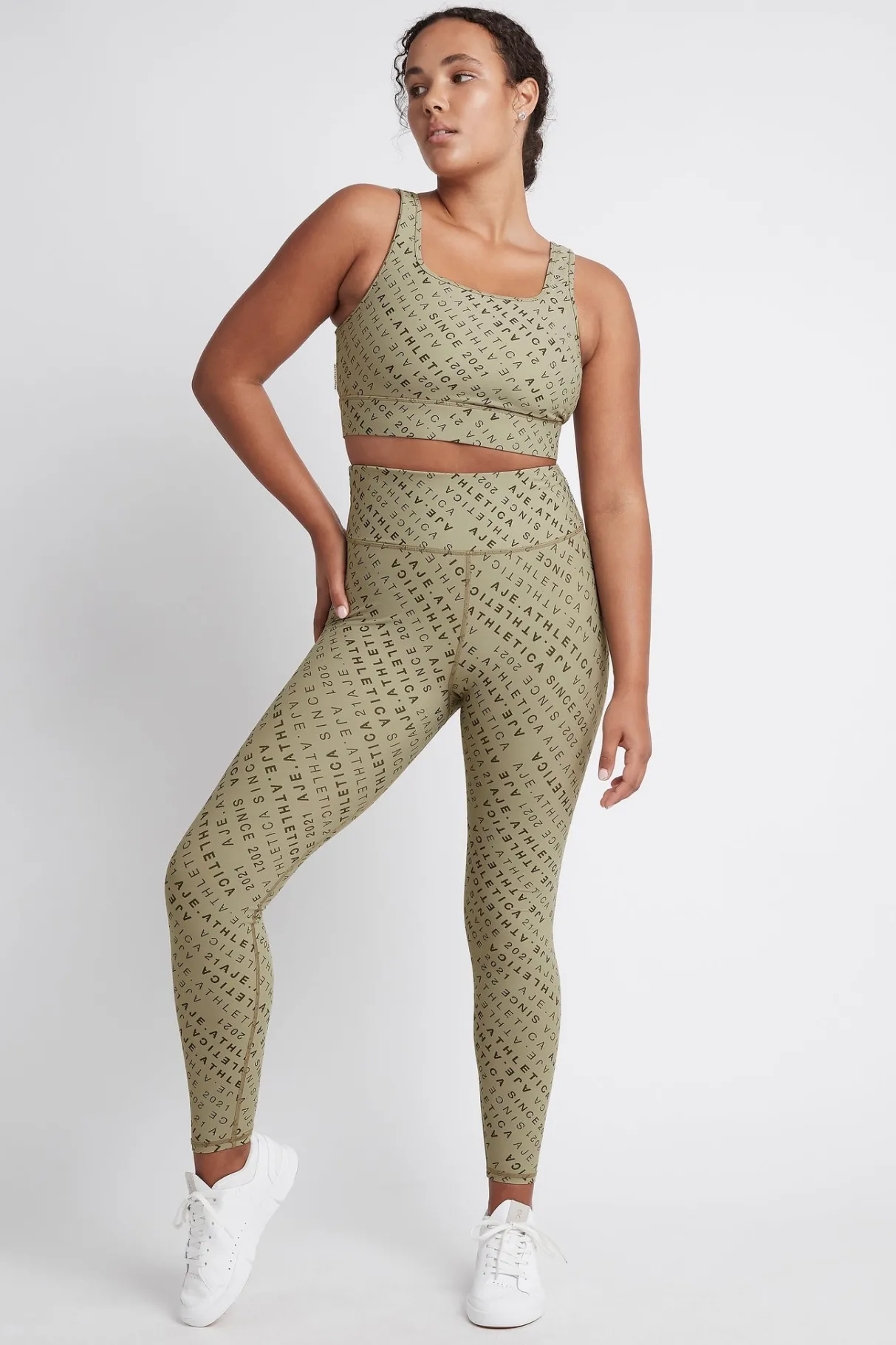 monogram_high_rise__legging__5.webp Shop Aje ATHLETICA Monogram High Rise 7/8 Legging 203 Sage/Forest Green