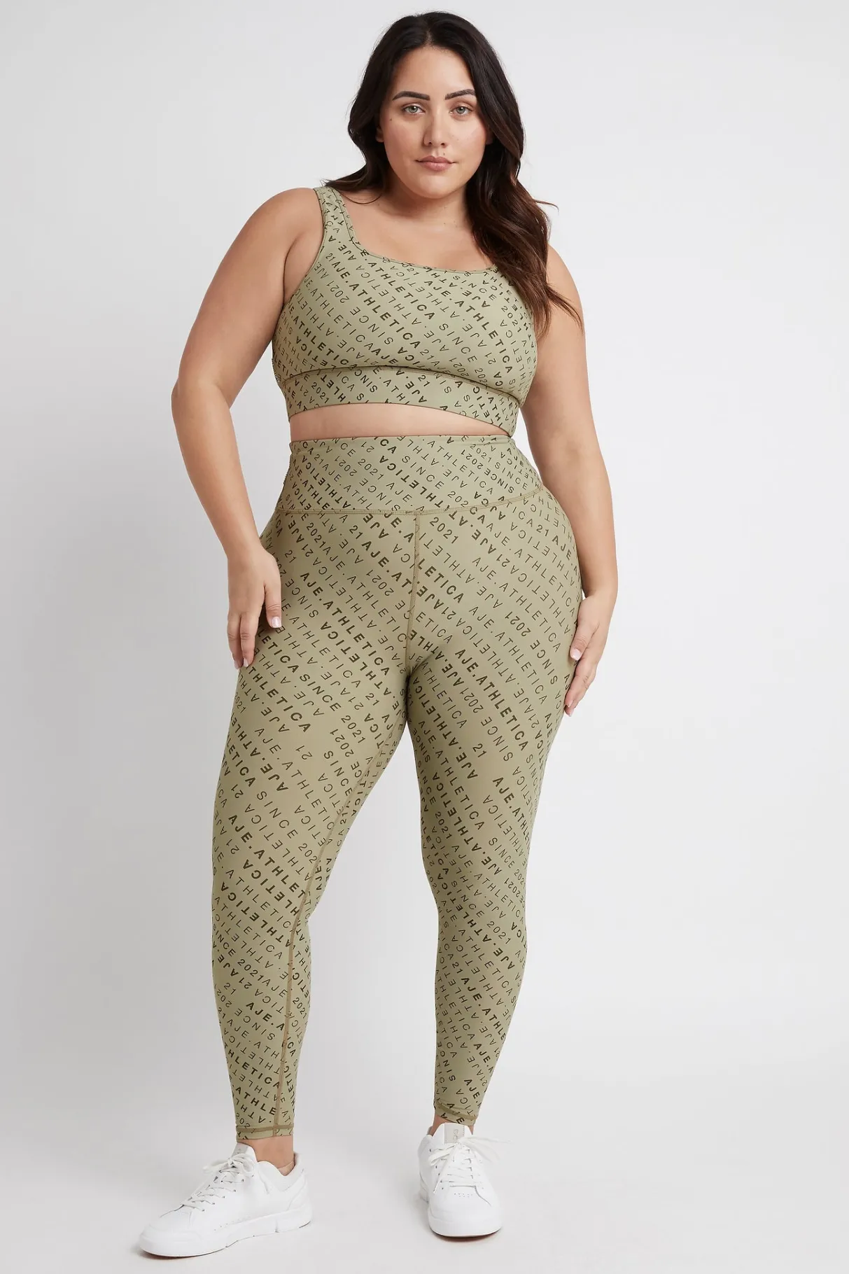 monogram_high_rise__legging__9.webp Shop Aje ATHLETICA Monogram High Rise 7/8 Legging 203 Sage/Forest Green