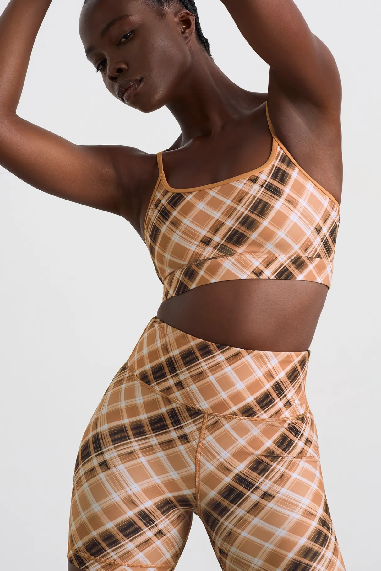 multi_strap_sports_bra__0.webp Shop Aje ATHLETICA Multi Strap Sports Bra 363 Blurred Tan Check