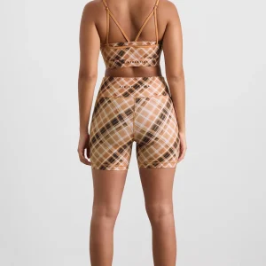 Shop Aje ATHLETICA Multi Strap Sports Bra 363 Blurred Tan Check
