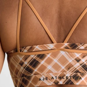 Shop Aje ATHLETICA Multi Strap Sports Bra 363 Blurred Tan Check