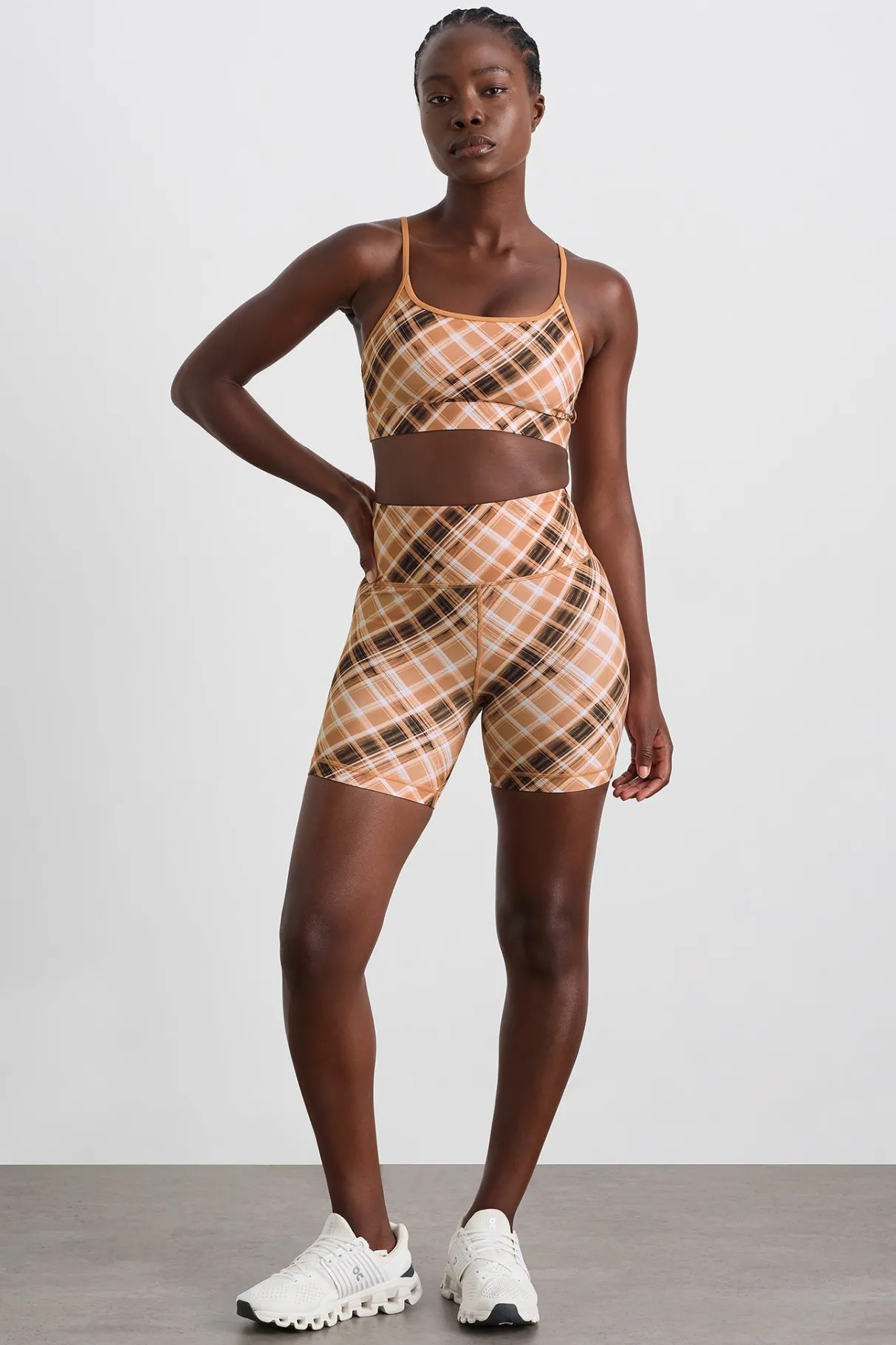 multi_strap_sports_bra__2.webp Shop Aje ATHLETICA Multi Strap Sports Bra 363 Blurred Tan Check