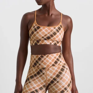 Shop Aje ATHLETICA Multi Strap Sports Bra 363 Blurred Tan Check