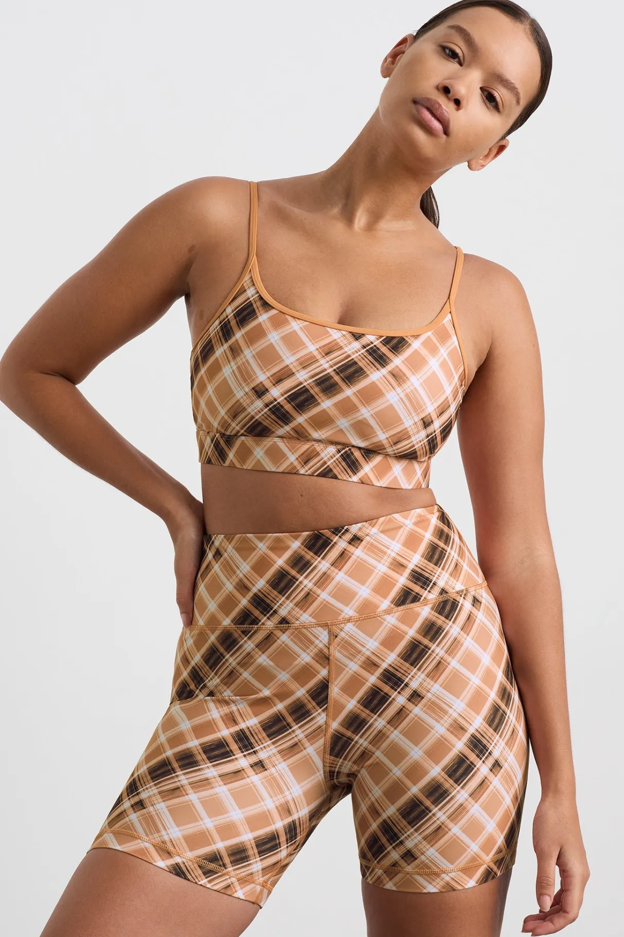 multi_strap_sports_bra__7.webp Shop Aje ATHLETICA Multi Strap Sports Bra 363 Blurred Tan Check
