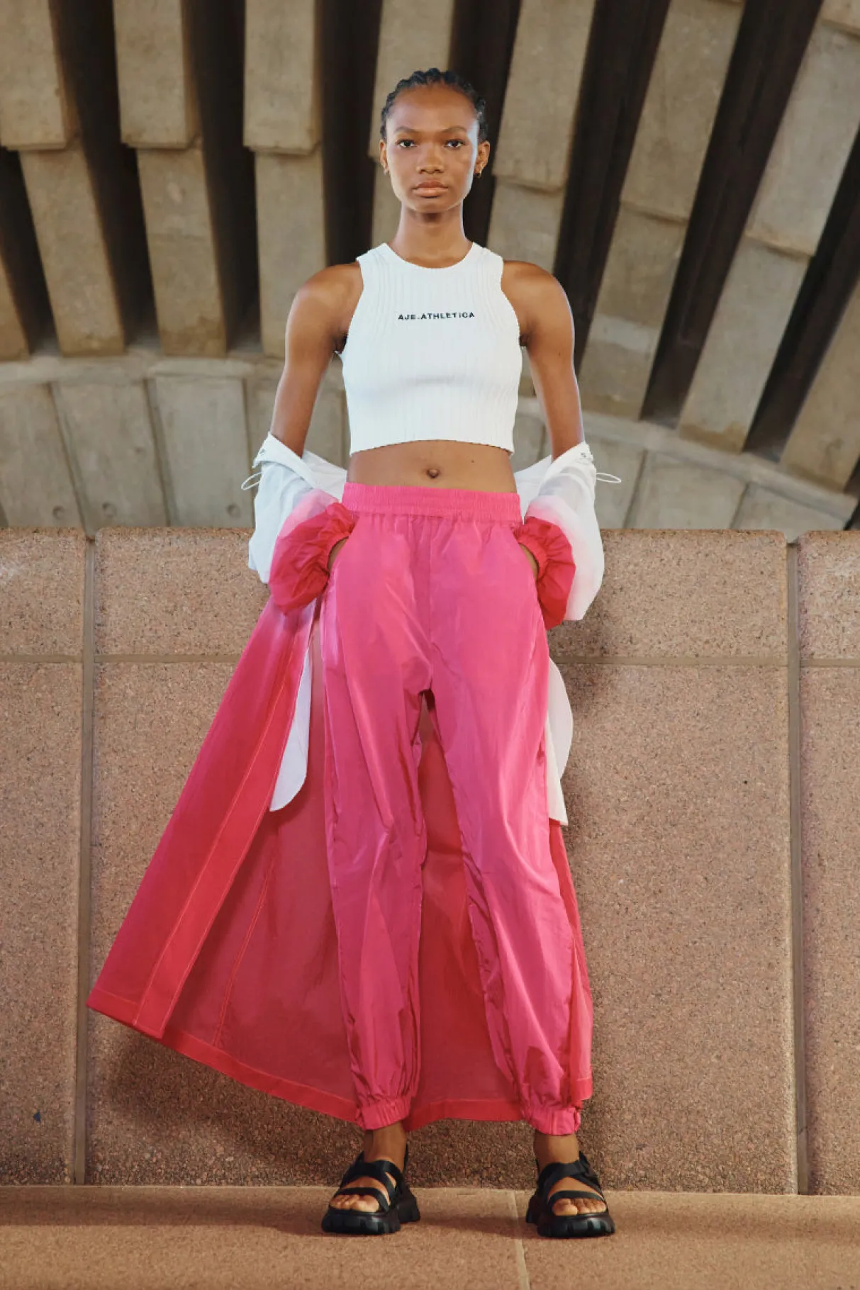 ombre_hooded_trench__14.webp Best Sale Aje ATHLETICA Ombre Hooded Trench 783 Ombre Pink
