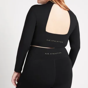 Cheap Aje ATHLETICA Open Back Long Sleeve Crop Top 315 Black
