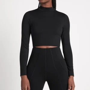 Cheap Aje ATHLETICA Open Back Long Sleeve Crop Top 315 Black