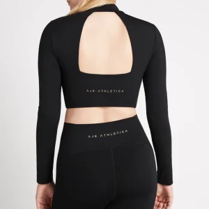 Cheap Aje ATHLETICA Open Back Long Sleeve Crop Top 315 Black