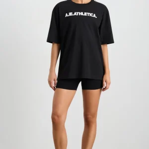 Clearance Aje ATHLETICA Oversized Bold Logo Tee 102 Black/White