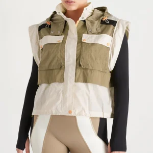 Best Sale Aje ATHLETICA Panelled Hybrid Jacket 748 Soft Khaki-Multi