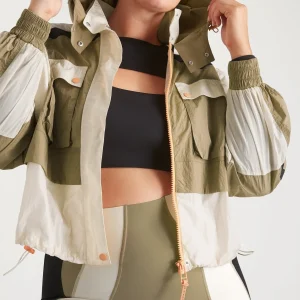 Best Sale Aje ATHLETICA Panelled Hybrid Jacket 748 Soft Khaki-Multi