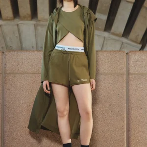 Cheap Aje ATHLETICA Panelled Terry Short 616 Deep Khaki