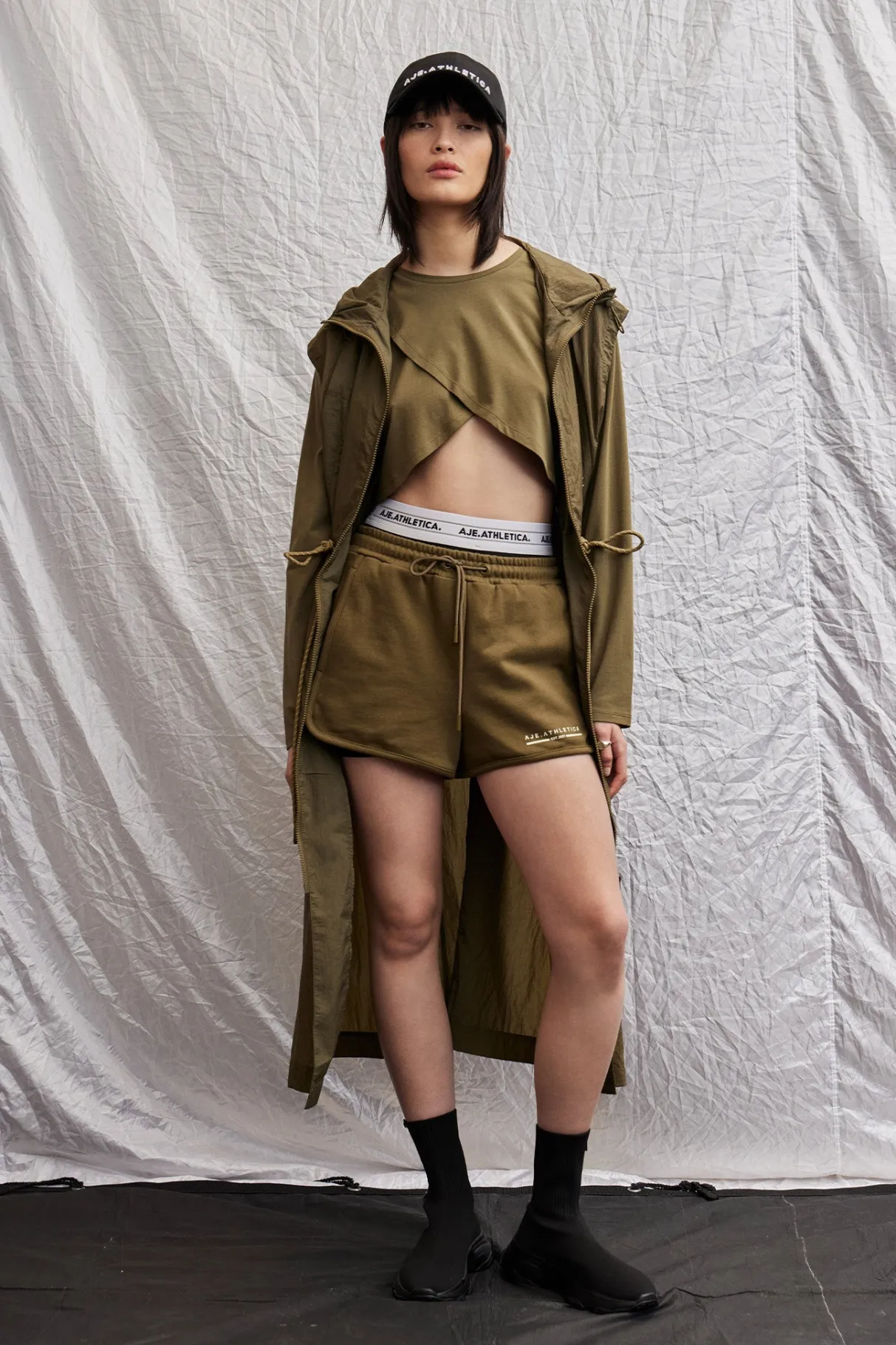 panelled_terry_short__6.webp Cheap Aje ATHLETICA Panelled Terry Short 616 Deep Khaki