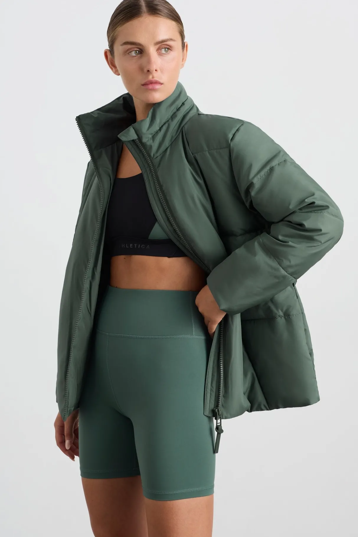 peplum_puffer__4.webp Online Aje ATHLETICA Peplum Puffer 753 Moss Green