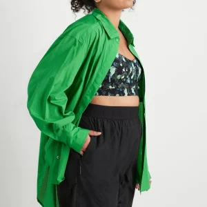 Sale Aje ATHLETICA Perforated Long Shirt 406 Vivid Green/Gold