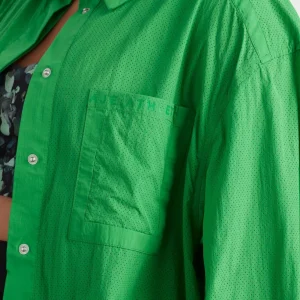 Sale Aje ATHLETICA Perforated Long Shirt 406 Vivid Green/Gold
