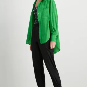 Sale Aje ATHLETICA Perforated Long Shirt 406 Vivid Green/Gold