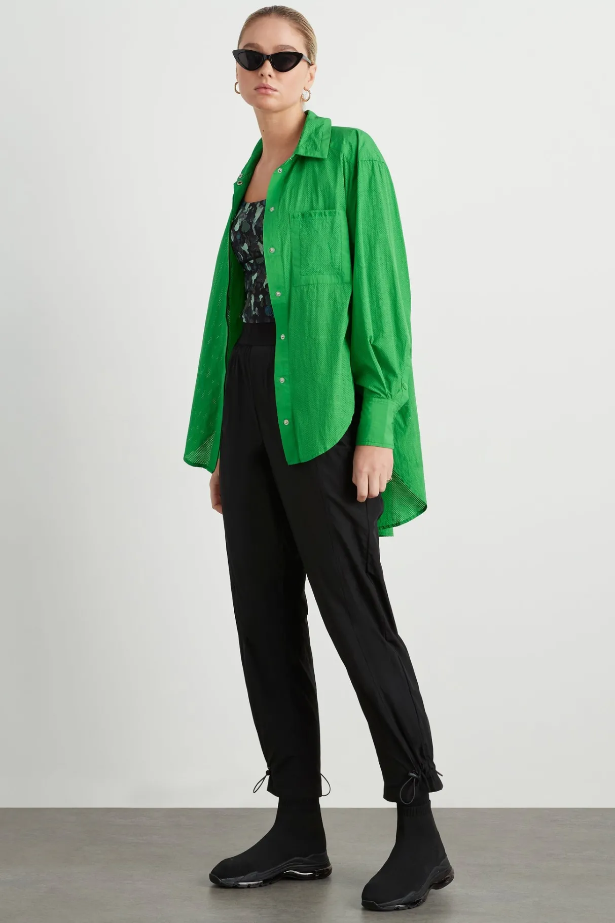 perforated_long_shirt__2.webp Sale Aje ATHLETICA Perforated Long Shirt 406 Vivid Green/Gold