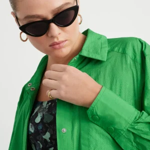 Sale Aje ATHLETICA Perforated Long Shirt 406 Vivid Green/Gold