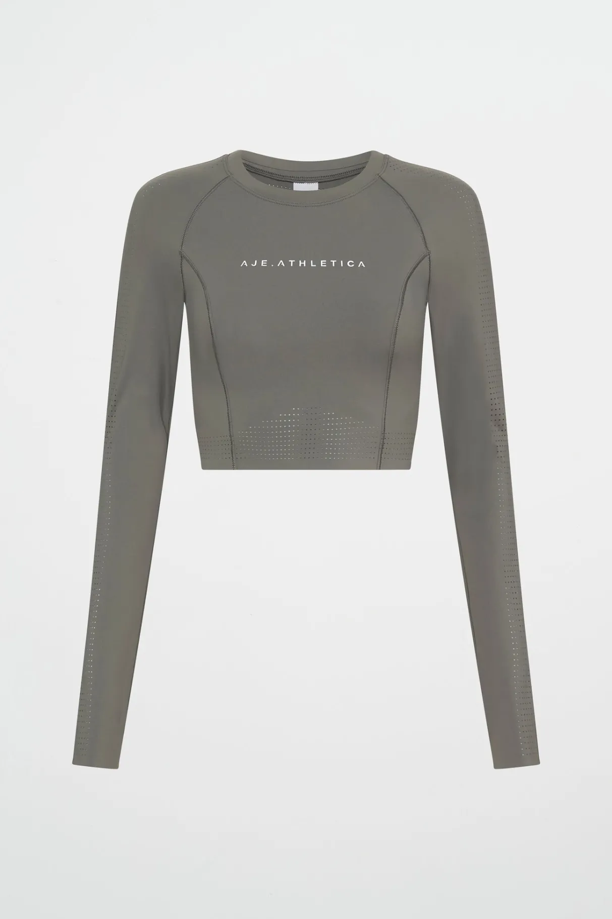 perforated_long_sleeve_crop_top__1.webp Sale Aje ATHLETICA Perforated Long Sleeve Crop Top 340 Midnight Grey/Reflective
