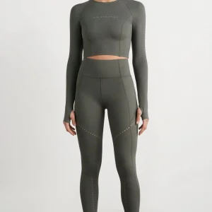Sale Aje ATHLETICA Perforated Long Sleeve Crop Top 340 Midnight Grey/Reflective