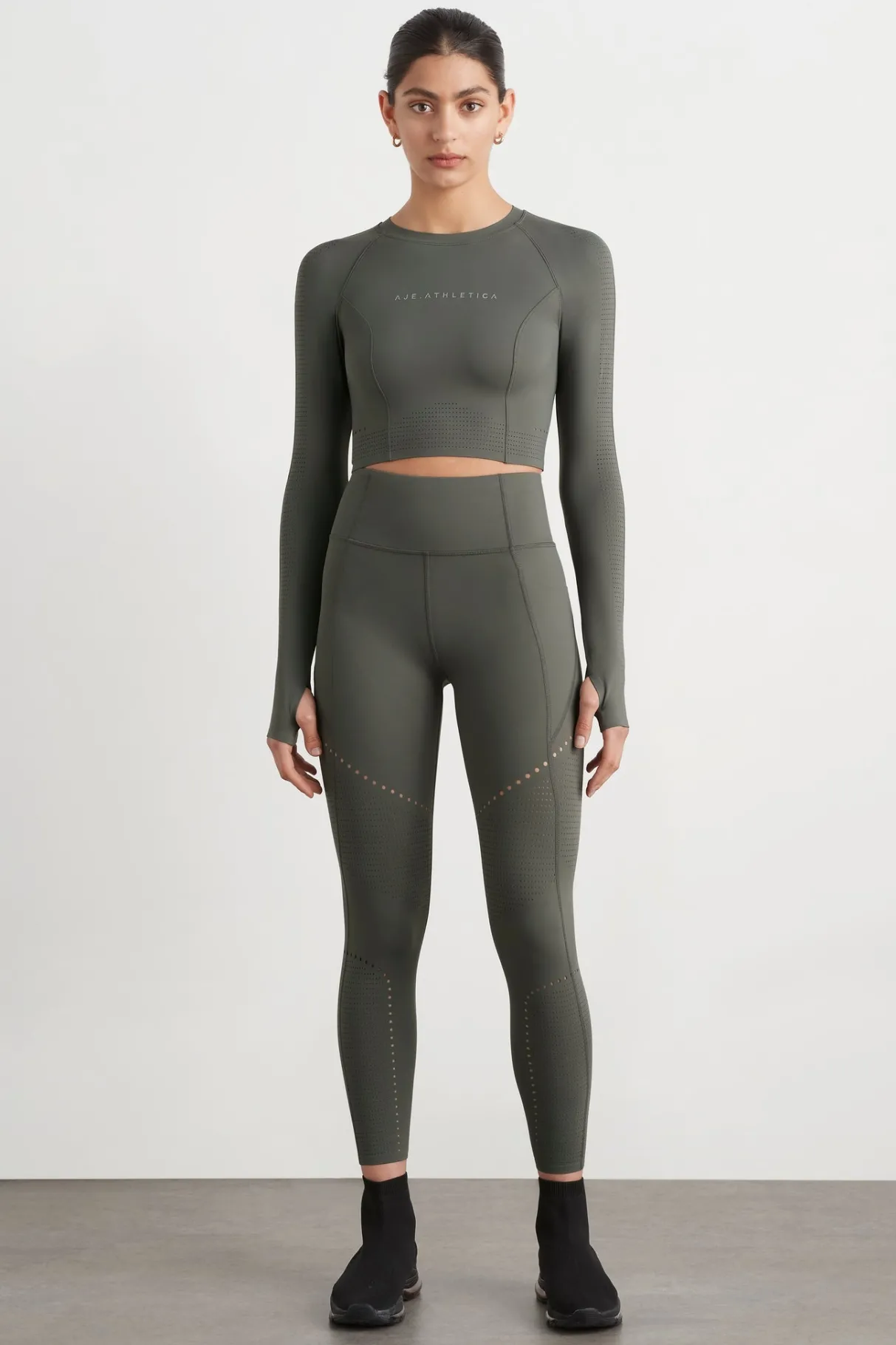 perforated_long_sleeve_crop_top__2.webp Sale Aje ATHLETICA Perforated Long Sleeve Crop Top 340 Midnight Grey/Reflective
