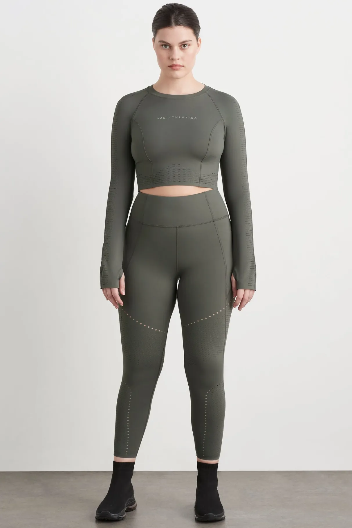 perforated_long_sleeve_crop_top__6.webp Sale Aje ATHLETICA Perforated Long Sleeve Crop Top 340 Midnight Grey/Reflective