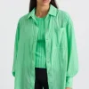 Sale Aje ATHLETICA Perforated Longline Shirt 406 Marine Green