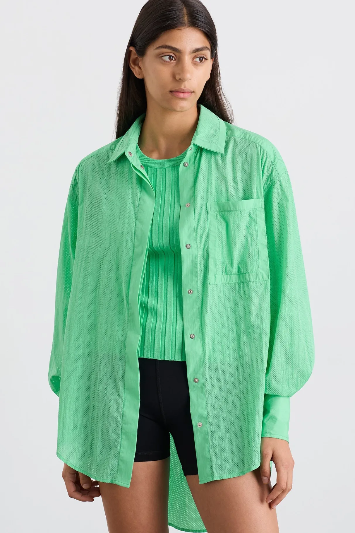 perforated_longline_shirt__0.webp Sale Aje ATHLETICA Perforated Longline Shirt 406 Marine Green