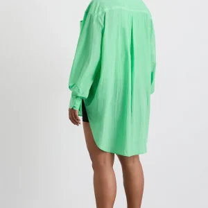 Sale Aje ATHLETICA Perforated Longline Shirt 406 Marine Green