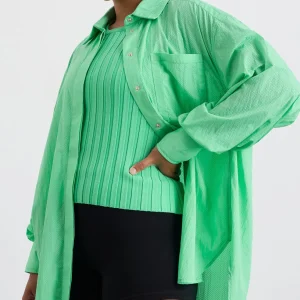 Sale Aje ATHLETICA Perforated Longline Shirt 406 Marine Green