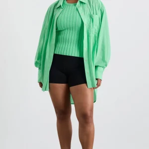 Sale Aje ATHLETICA Perforated Longline Shirt 406 Marine Green