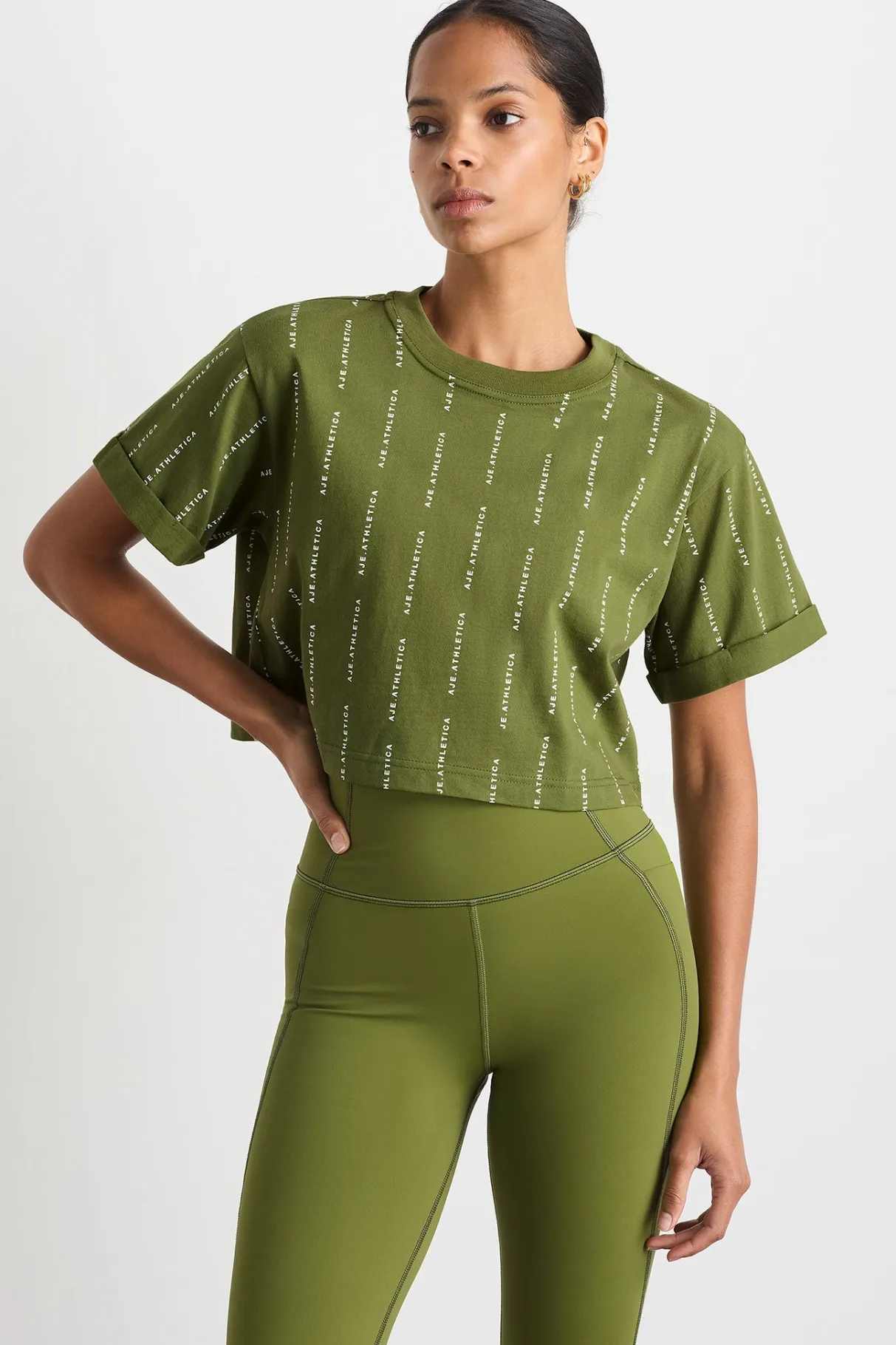 pinstripe_crop_tee__0.webp New Aje ATHLETICA Pinstripe Crop Tee 105 Evergreen White