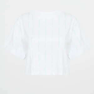 Store Aje ATHLETICA Pinstripe Crop Tee 105 White Marine Green