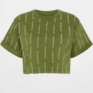 New Aje ATHLETICA Pinstripe Crop Tee 105 Evergreen White