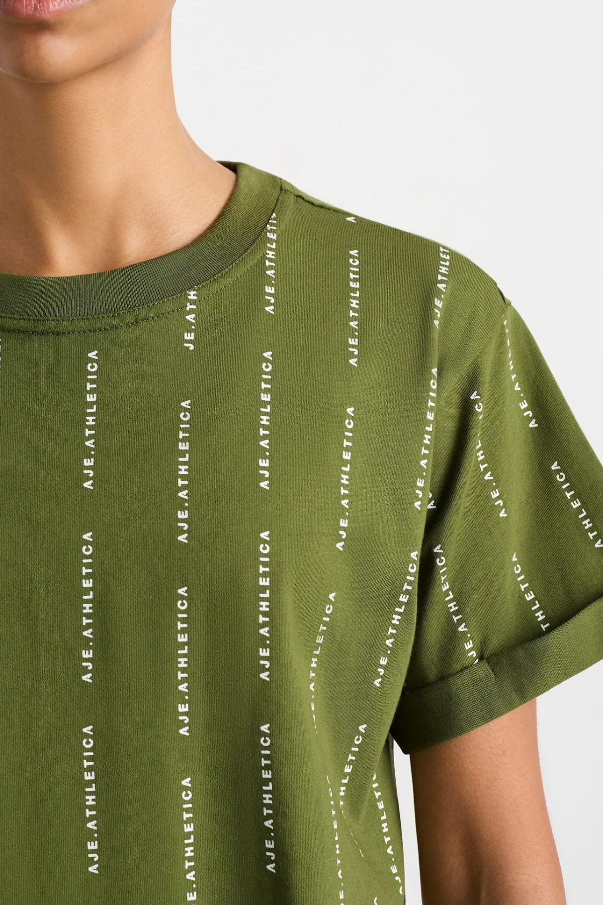 pinstripe_crop_tee__3.webp New Aje ATHLETICA Pinstripe Crop Tee 105 Evergreen White