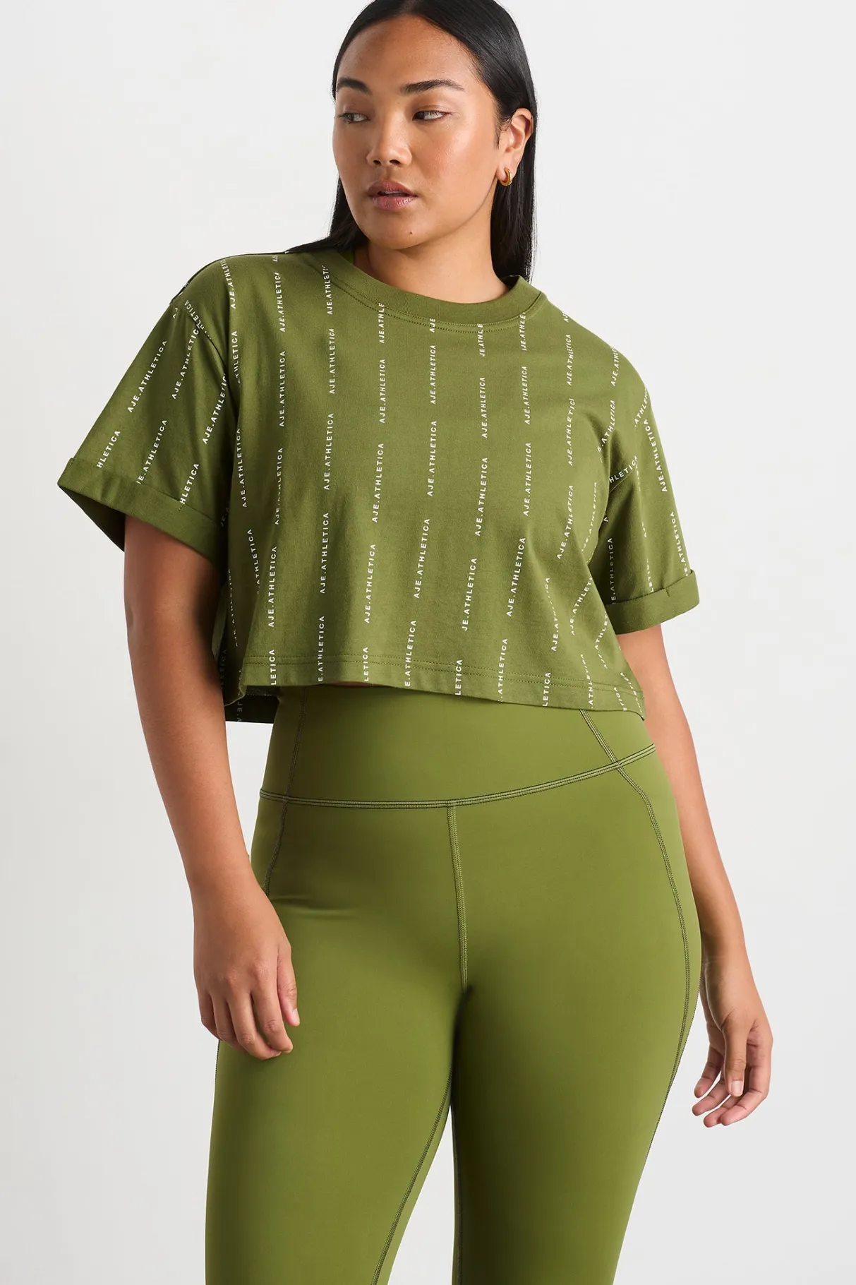 pinstripe_crop_tee__5.webp New Aje ATHLETICA Pinstripe Crop Tee 105 Evergreen White