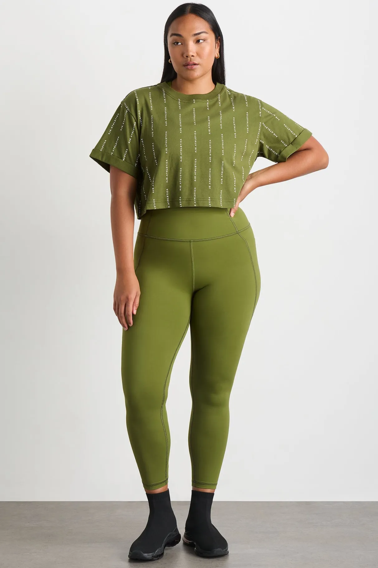 pinstripe_crop_tee__6.webp New Aje ATHLETICA Pinstripe Crop Tee 105 Evergreen White