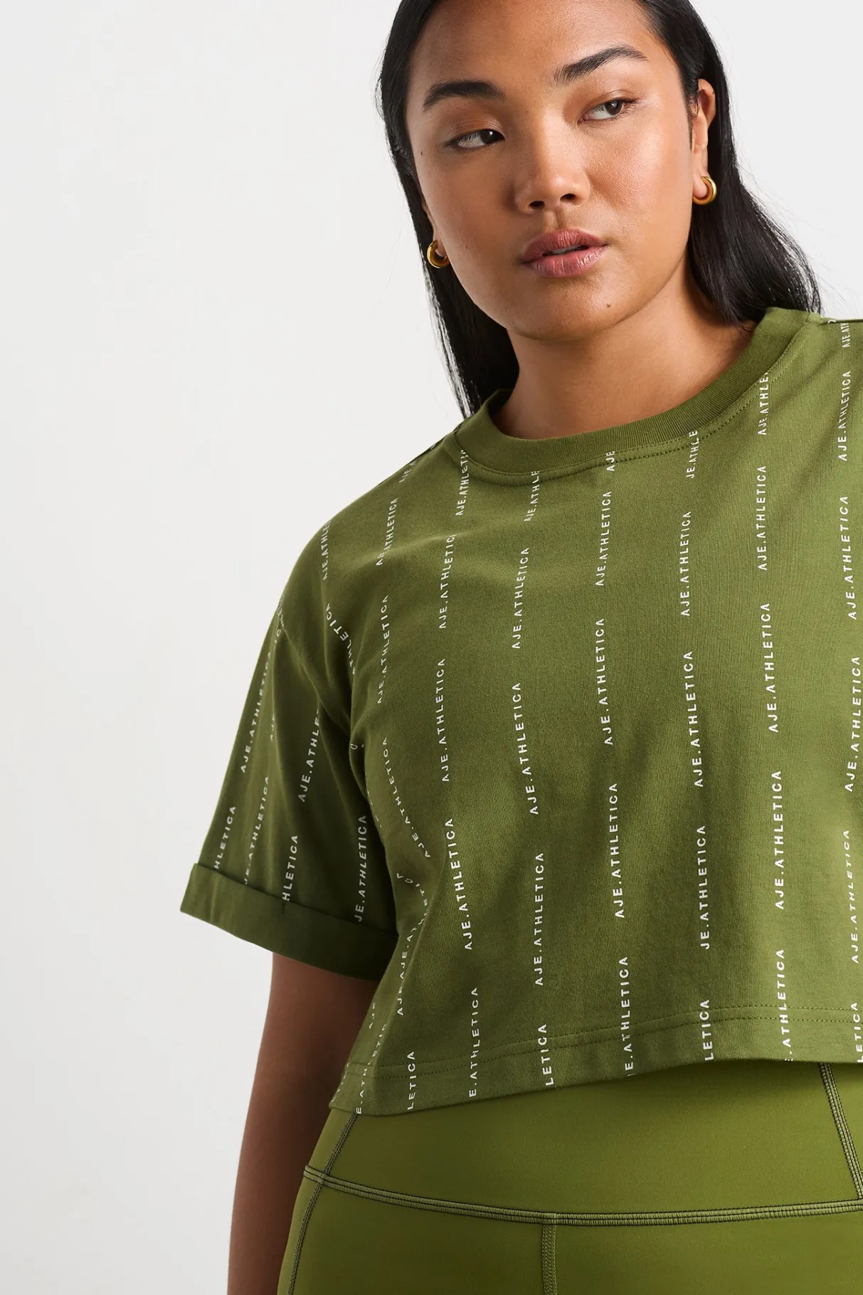 pinstripe_crop_tee__8.webp New Aje ATHLETICA Pinstripe Crop Tee 105 Evergreen White