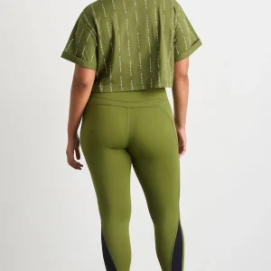 New Aje ATHLETICA Pinstripe Crop Tee 105 Evergreen White