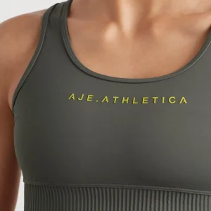 Clearance Aje ATHLETICA Pintuck Effect Sports Bra 327 Midnight Grey/Citrus Yellow