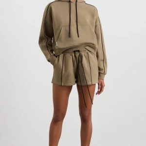 Clearance Aje ATHLETICA Piped Sweat Shorts 638 Soft Khaki Black