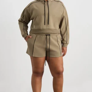 Clearance Aje ATHLETICA Piped Sweat Shorts 638 Soft Khaki Black