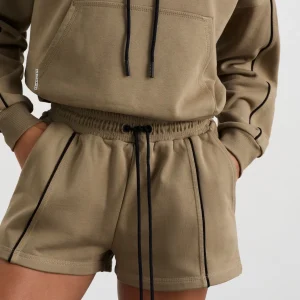 Clearance Aje ATHLETICA Piped Sweat Shorts 638 Soft Khaki Black
