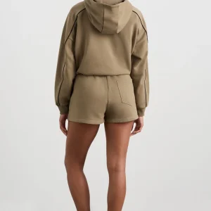 Clearance Aje ATHLETICA Piped Sweat Shorts 638 Soft Khaki Black