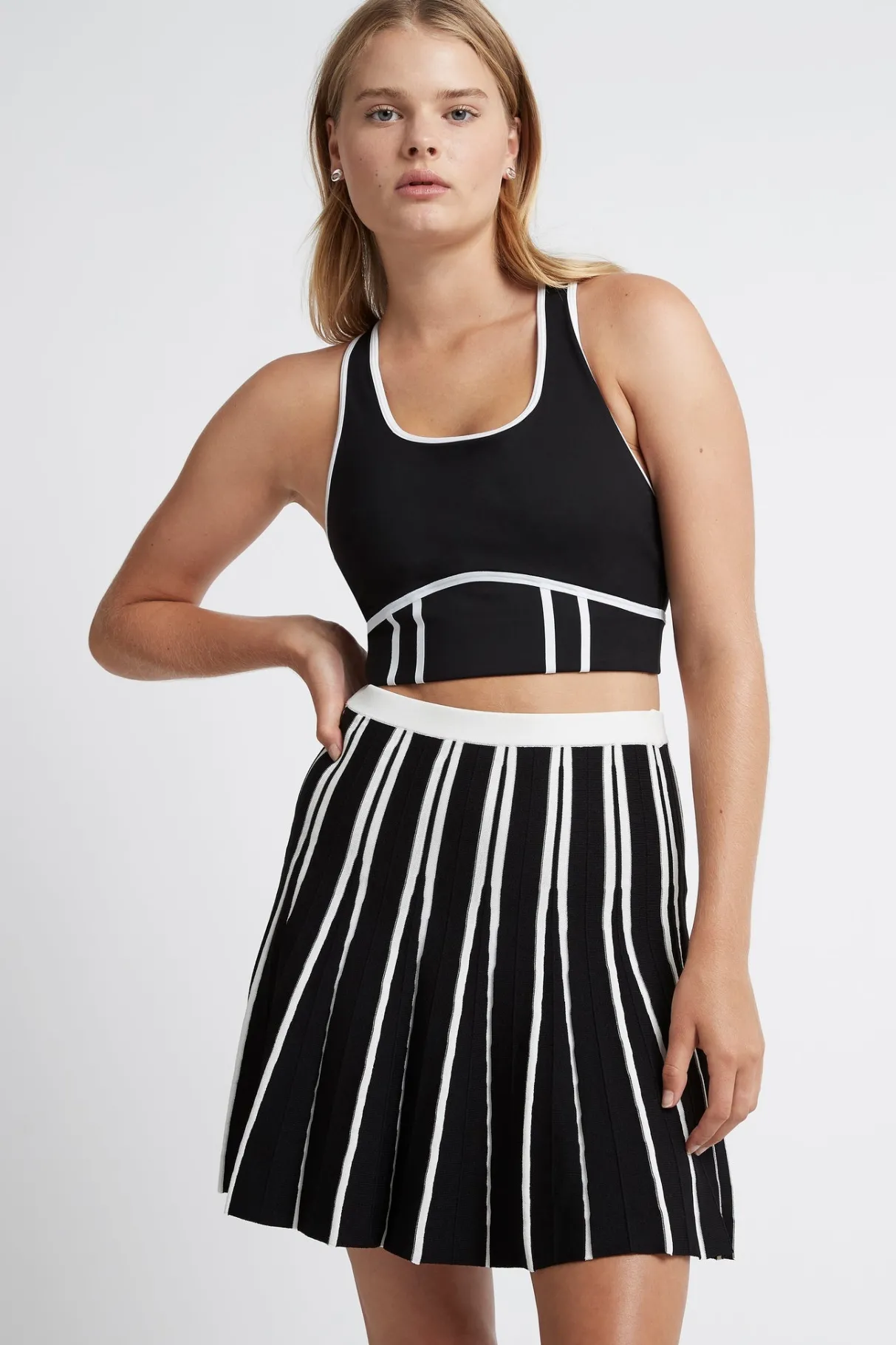pleated_knit_mini_skirt__0.webp Online Aje ATHLETICA Pleated Knit Mini Skirt 611 Black/White