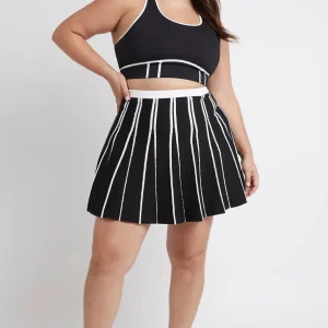 Online Aje ATHLETICA Pleated Knit Mini Skirt 611 Black/White
