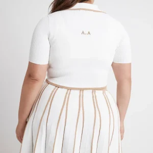Outlet Aje ATHLETICA Pleated Knit Mini Skirt 611 White/Beige